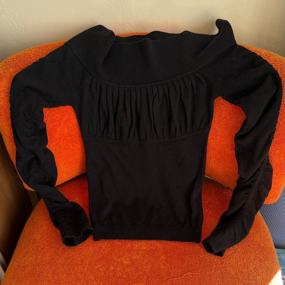 Catherine Malandrino Black Ruched Sweater